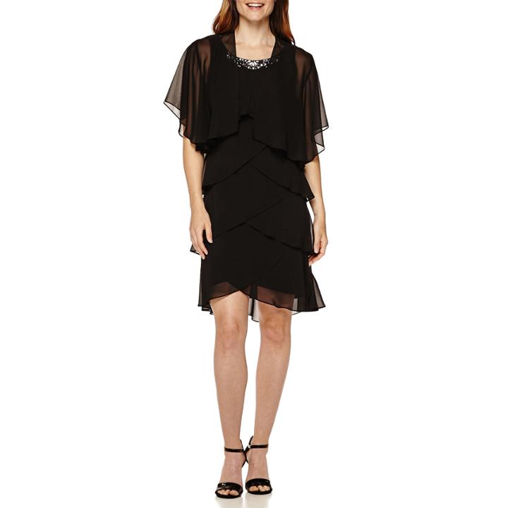 Sl Fashions Short-sleeve Tiered Jacket Dress