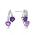 Heart Purple Amethyst Sterling Silver Stud Earrings