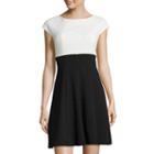 Danny & Nicole Cap-sleeve Colorblock Fit-and-flare Dress