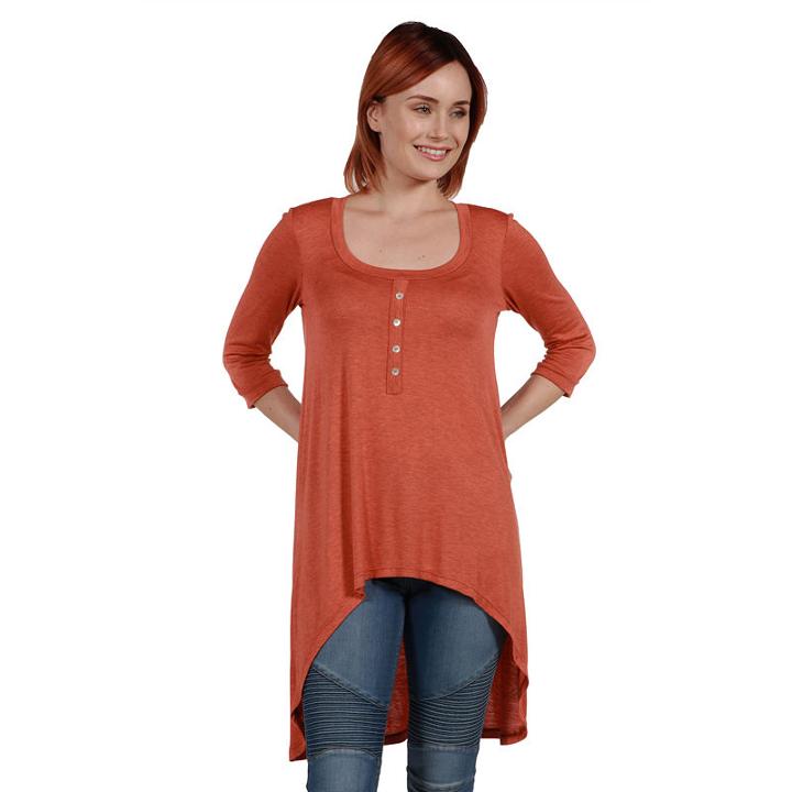 24/7 Comfort Apparel Laila Henley Neckline Tunic Top