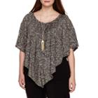 Alyx Short-sleeve Textured Popover Top With Necklace - Plus