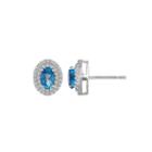 Genuine Blue Topaz & Lab-created White Sapphire Double Halo Sterling Silver Stud Earrings