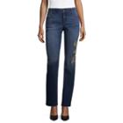 Liz Claiborne Embroidered Straight Leg Flexi Fit Jeans