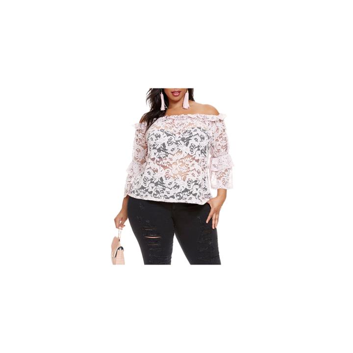 Fashion To Figure Allie Lace Off Shoulder Bell Sleeve Top - Plus