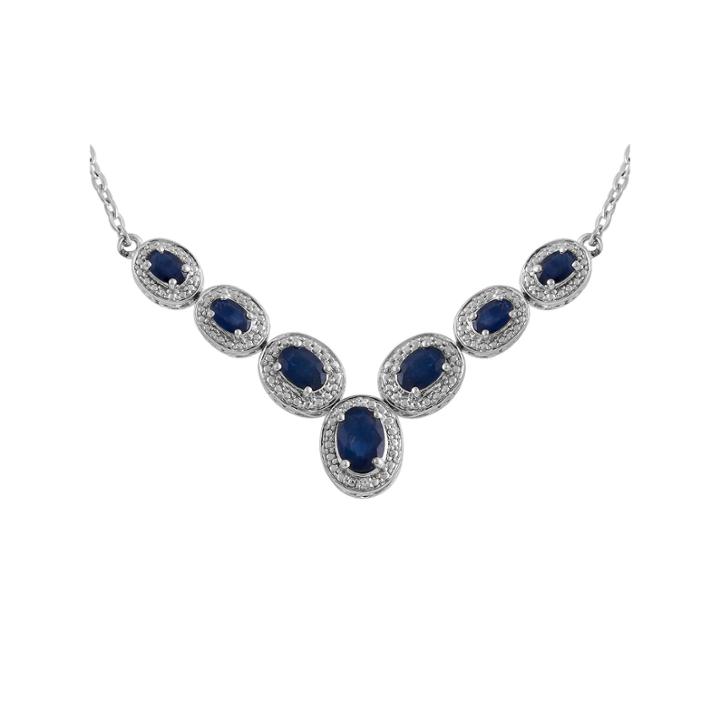 Lab Created Blue Sapphire Sterling Silver Necklace