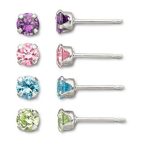 Child's Cubic Zirconia Stud Set Sterling Silver