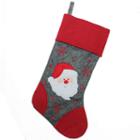 18 Gray And Red Embroidered Santa Claus Christmas Stocking