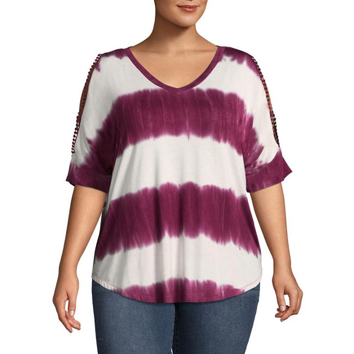 Boutique + Short Sleeve Scoop Neck Tie Dye T-shirt - Plus