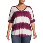 Boutique + Short Sleeve Scoop Neck Tie Dye T-shirt - Plus