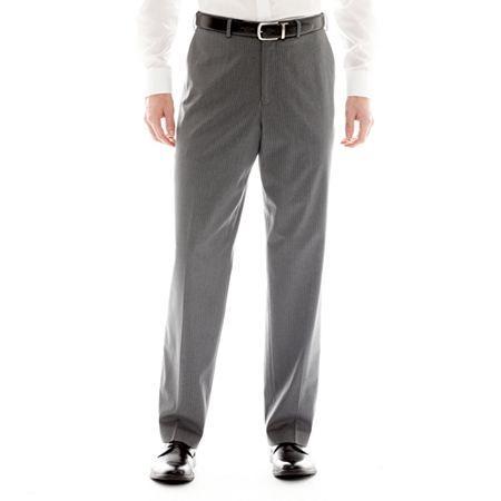 Izod Gray Striped Flat-front Suit Pants
