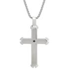 Mens Black Cubic Zirconia Cross Pendant Necklace