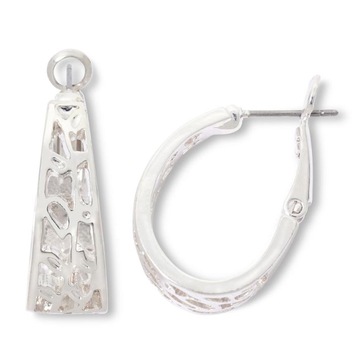 Mixit Silver-tone Textured Hoop Earrings