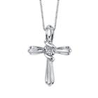 Sirena Womens Diamond Accent Genuine White Diamond Cross Pendant Necklace