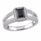 Midnight Black Womens 7/8 Ct. T.w. Diamond Black Engagement Ring