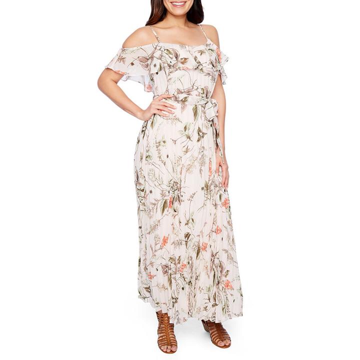 Premier Amour Cold Shoulder Floral Maxi Dress