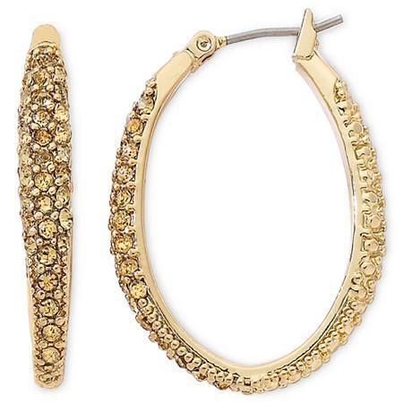 Monet Gold-tone Crystal Oval Hoop Earrings