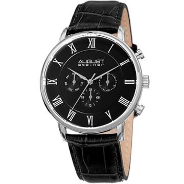 August Steiner Mens Black Strap Watch-as-8214ssb