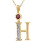 H Womens Genuine Red Garnet 14k Gold Over Silver Pendant Necklace
