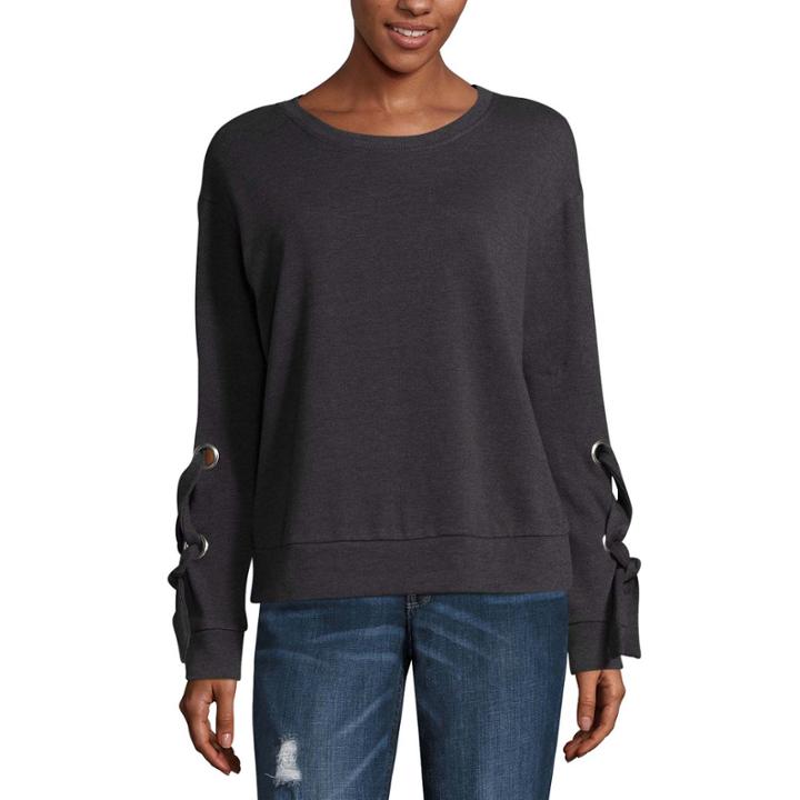 Arizona Lace Up Sleeve Sweatshirt-juniors