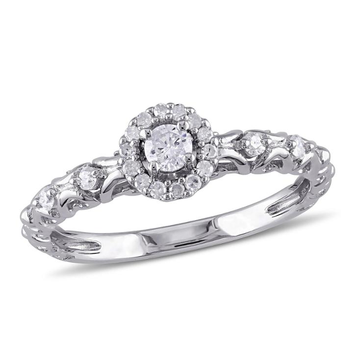 1/4 Ct. T.w. Diamond Sterling Silver Halo Engagement Ring