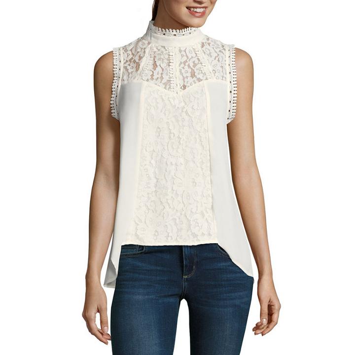 Self Esteem Sleeveless Dobby Dress Shirt Juniors