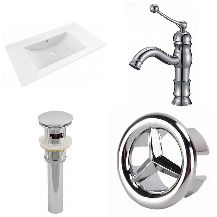 35.5-in. W 1 Hole Ceramic Top Set In White Color -cupc Faucet Incl. - Overflow Drain Incl.