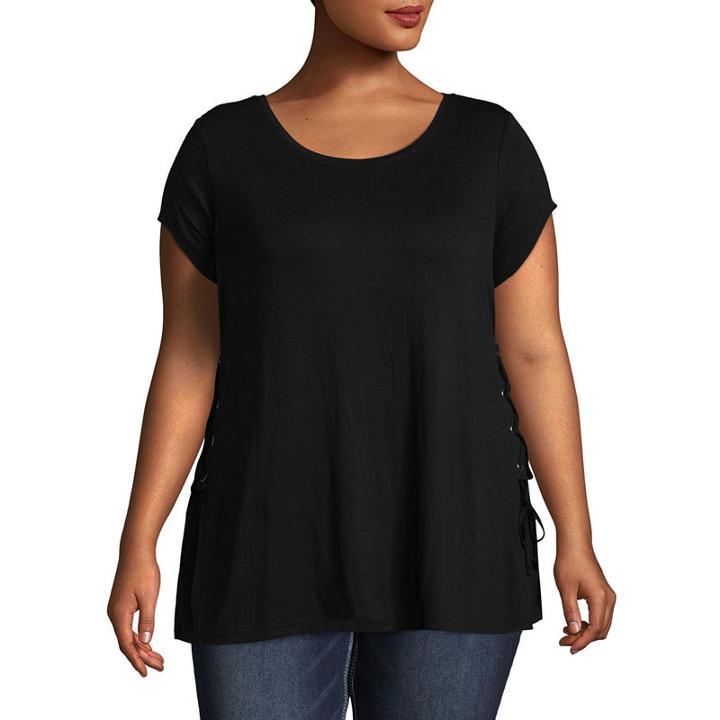 Bold Elements Side Lace Up Blouse-plus