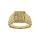 Mens Diamond-accent 14k Gold Over Silver Eagle's Head Ring