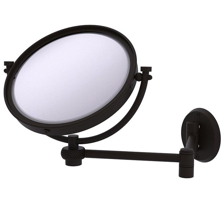 Allied Brass 8 Inch Wall Mounted Extending Make-upmirror 5x Magnification With Twist Accent