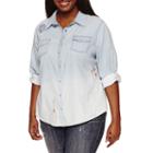 Arizona Embroidered Denim Shirt-juniors Plus