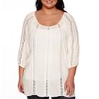 A.n.a 3/4-sleeve Lace Insert Peasant Blouse - Plus