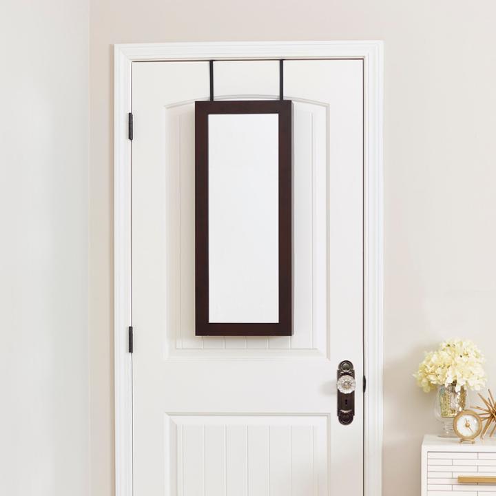 Espresso Space Saver Mirrored Jewelry Armoire