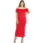 24/7 Comfort Apparel Long Cool Woman Off The Shoulder Dress - Plus