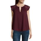Heart N Soul Short Sleeve Round Neck Crepe Blouse-juniors