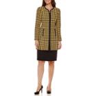 R & K Originals Houndstooth Long Jacket With Solid Skirt Suit