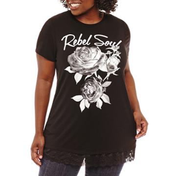 Cut And Paste Short Sleeve Scoop Neck T-shirt - Womens Plus