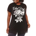 Cut And Paste Short Sleeve Scoop Neck T-shirt - Womens Plus