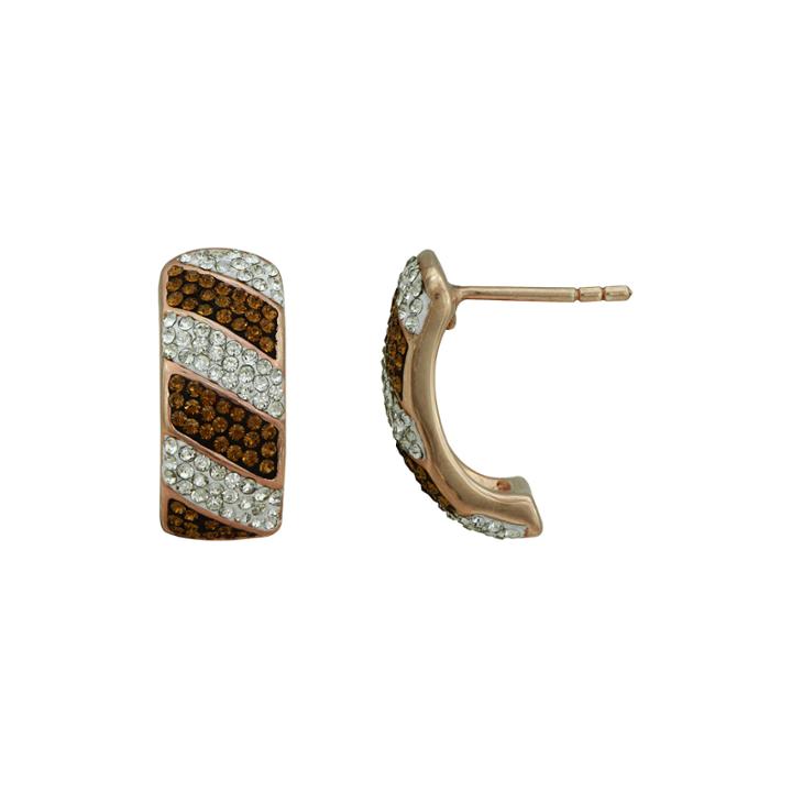 14k Rose Gold Over Silver Chocolate Crystal Hoop Earrings