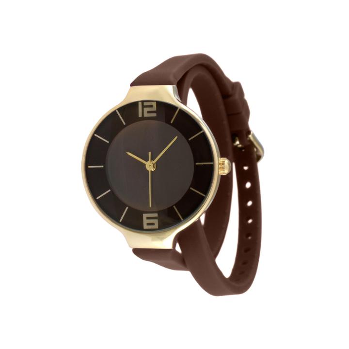Tko Orlogi Womens Brown Silicone Strap Wrap Watch