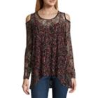 Libby Edelman Long Sleeve Cold Shoulder Lace Top