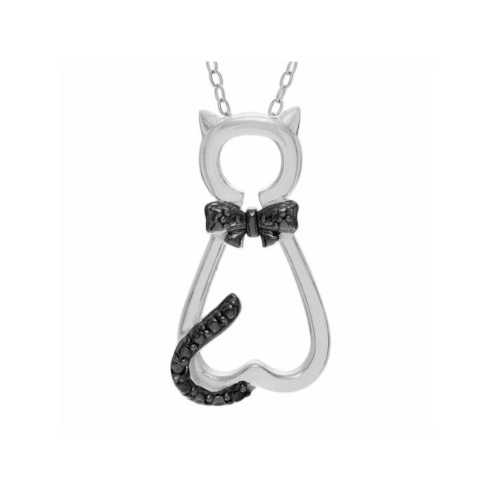Womens 18 Inch Diamond Accent Black Diamond Sterling Silver Link Necklace