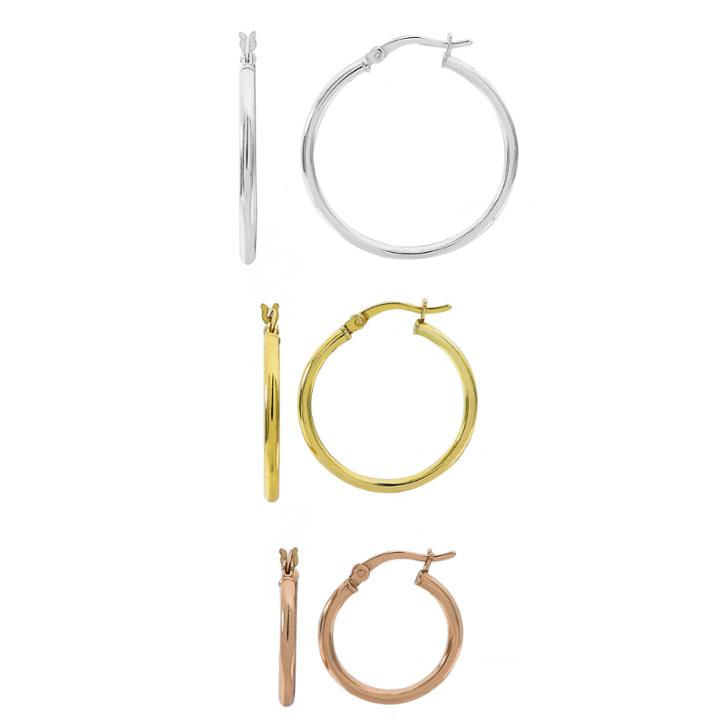 3 Pair 14k Gold Over Silver Earring Sets