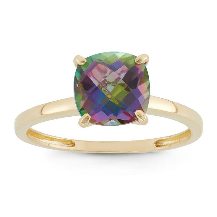 Womens Genuine Green Topaz 10k Gold Cocktail Ring