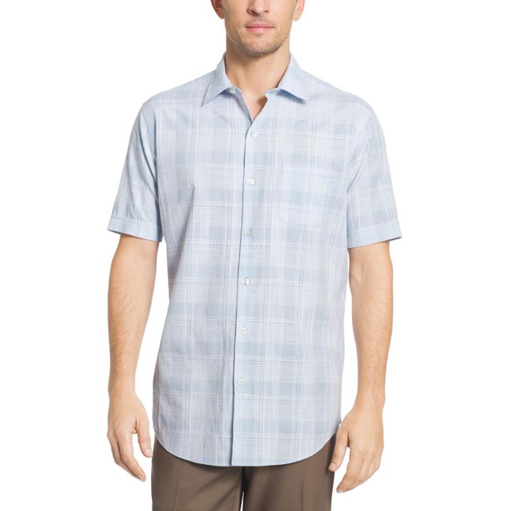 Van Heusen Short Sleeve White Washed Button-front Shirt