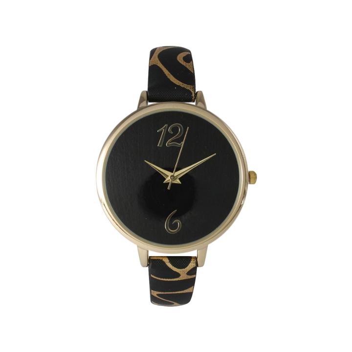 Olivia Pratt Womens Cheetah Print Black Petite Leather Watch 26356black