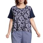 Alfred Dunner Perfect Match Lace Gingham Overlay Tee- Plus