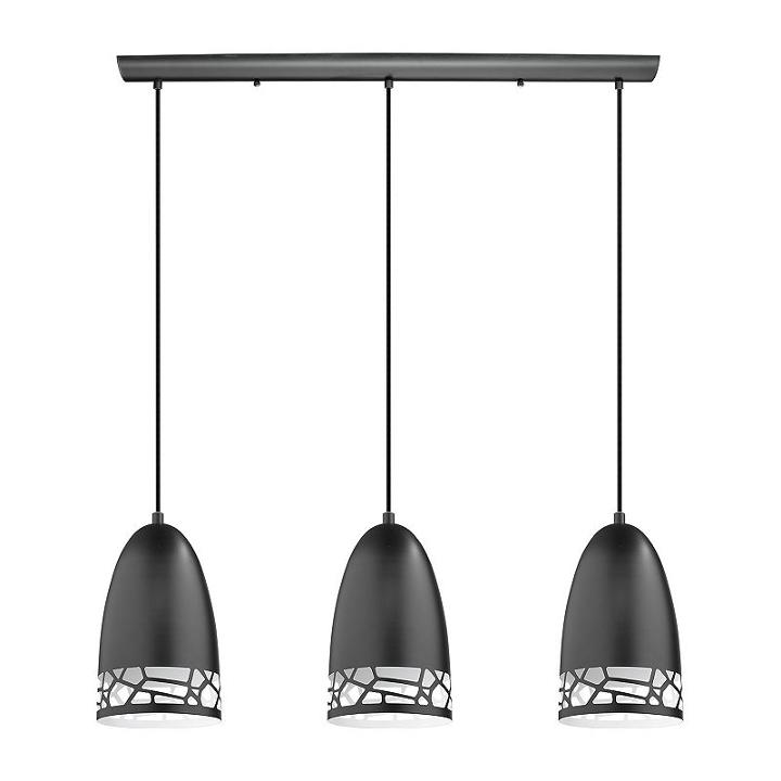 Eglo Savignano 3-light 32 Inch Matte Black And White Linear Pendant Ceiling Light