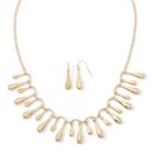 Liz Claiborne Gold-tone Fringe Collar Necklace And Earring Set