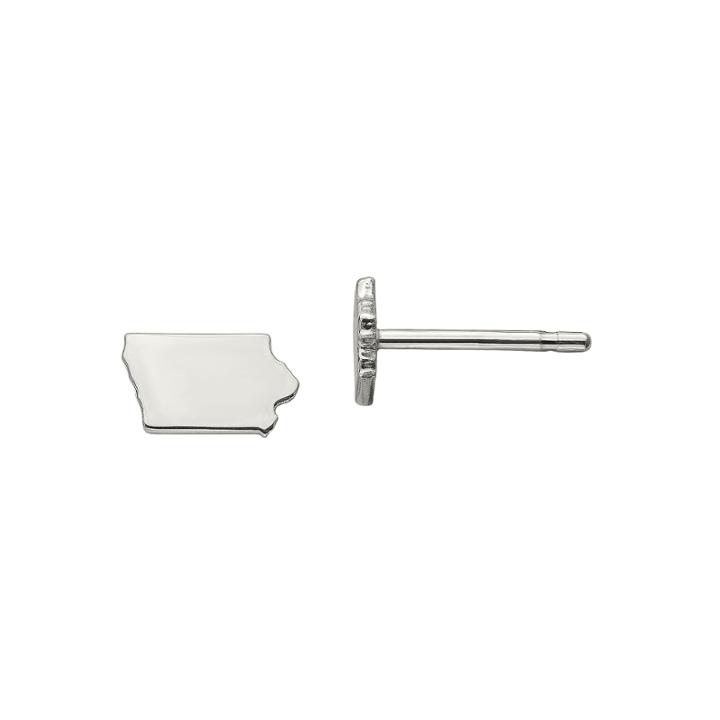 Personalized Sterling Silver Iowa Stud Earrings
