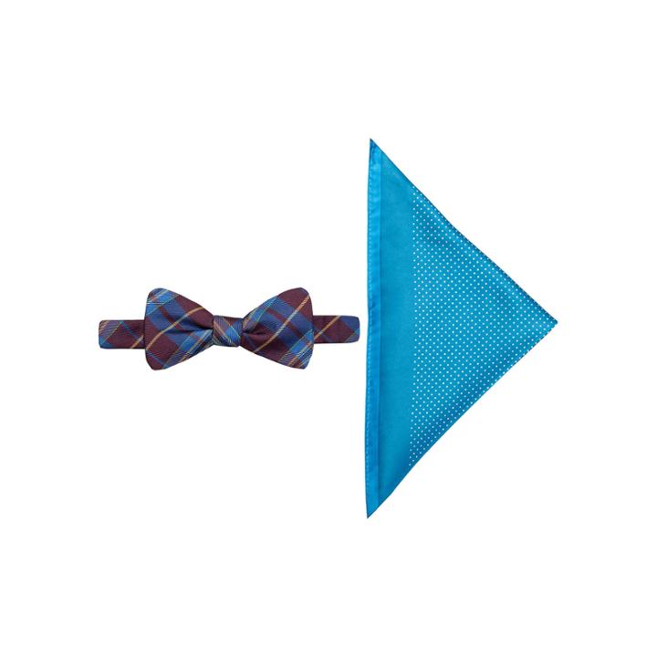 Jf J. Ferrar Charleston Tartan Pre-tied Bow Tie & Pocket Square Set